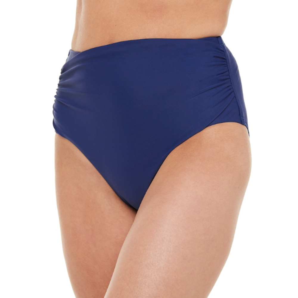 Chaps High-Waist Bikini Swim Bottoms in Blue, Size 8​​​​​